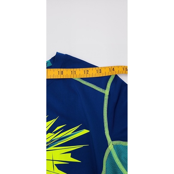 Nike Pro Combat Shirt Dri Fit YOUTH L Long Sleeve Blue Yellow Logo Swoosh Large - Picture 8 of 11